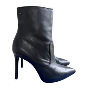 MICHAEL Michael Kors Rue Black Leather Stiletto Ankle Booties size 7.5